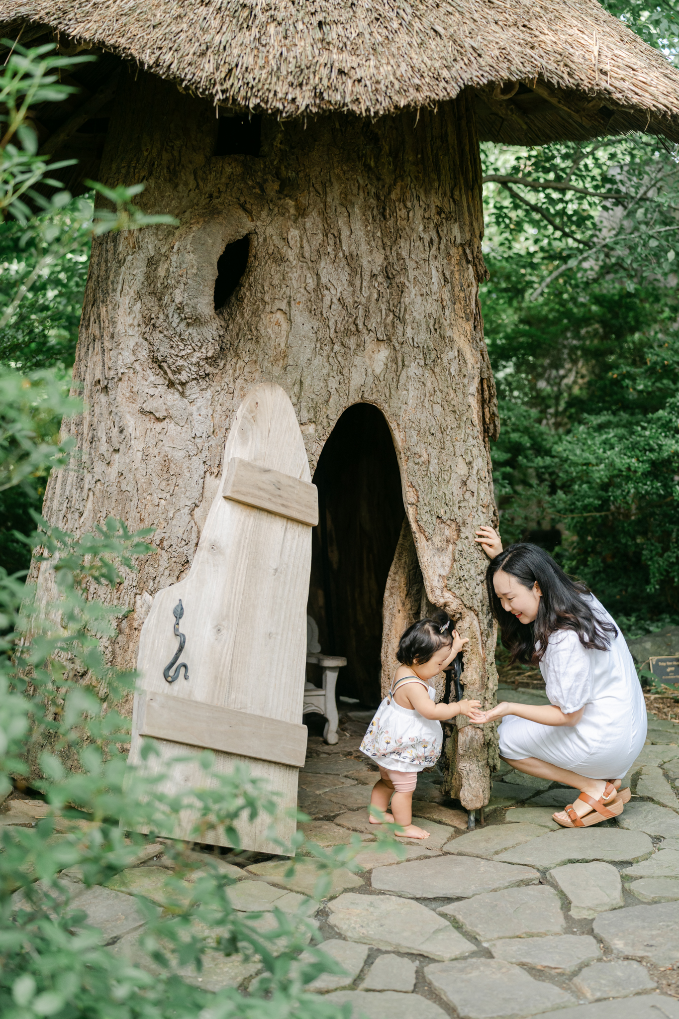 little girl exploring the Enchanted Woods with her mom Things to Do in Wilmington DE