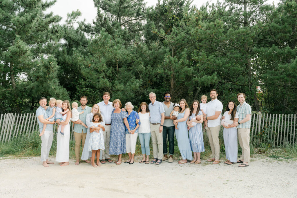 Large extended family poses for a photo at Bethany Beach