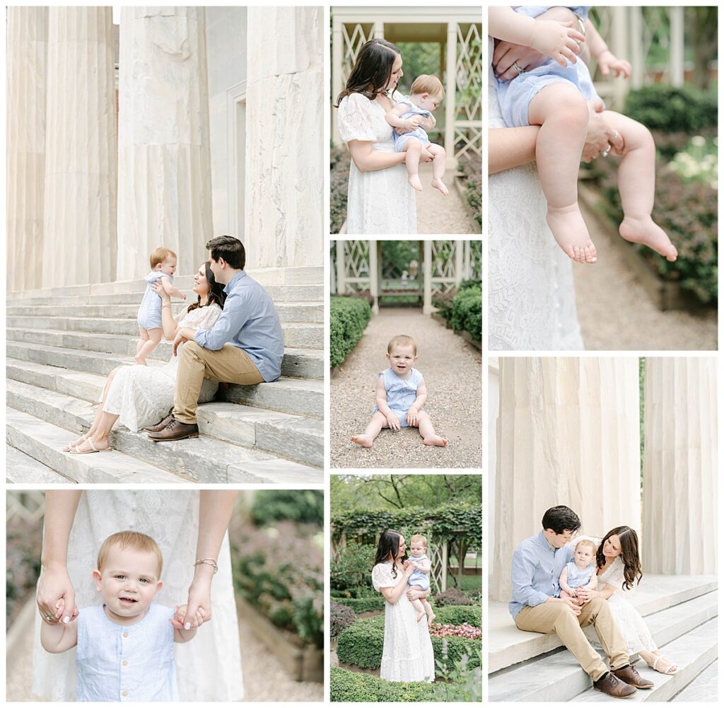 Family with baby boy poses for family photos in Old City Philadelphia
