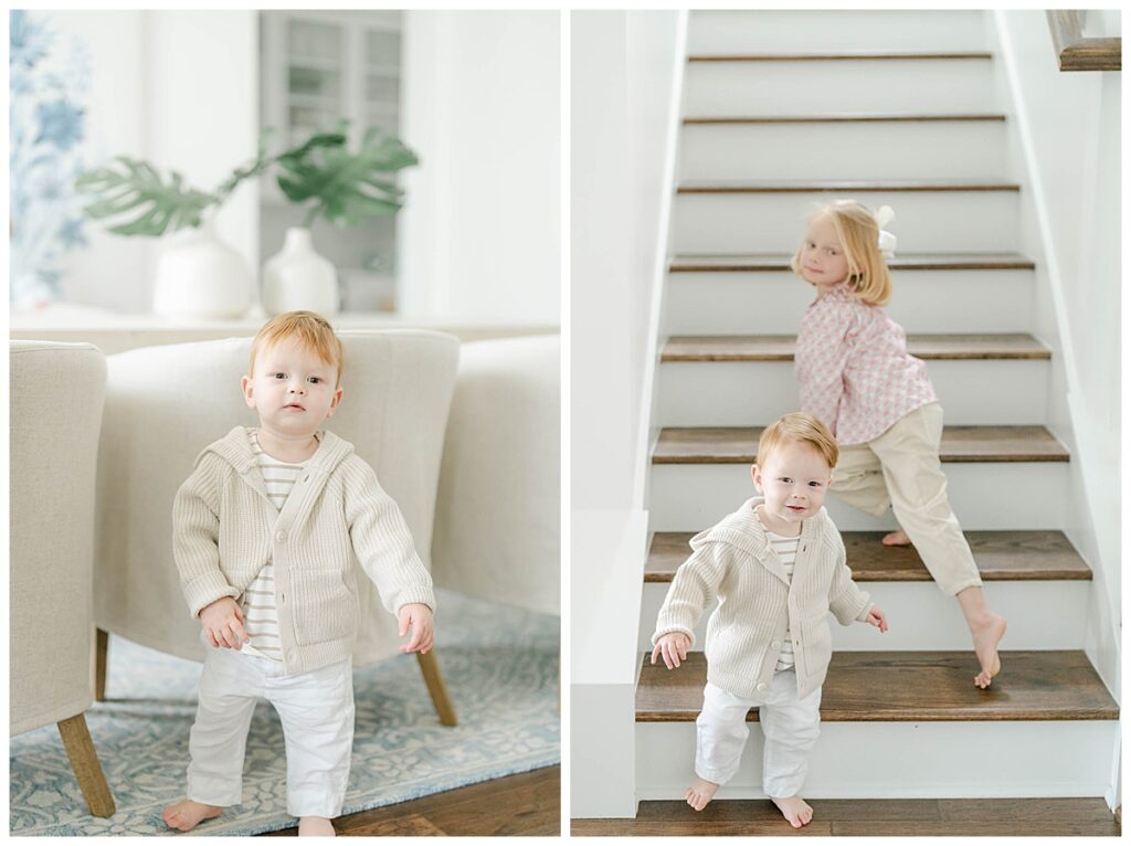 Toddler in cream and beige Zara clothing